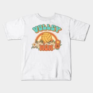 Groovy Volley mom Retro gift for funny mother Vintage floral pattern Kids T-Shirt